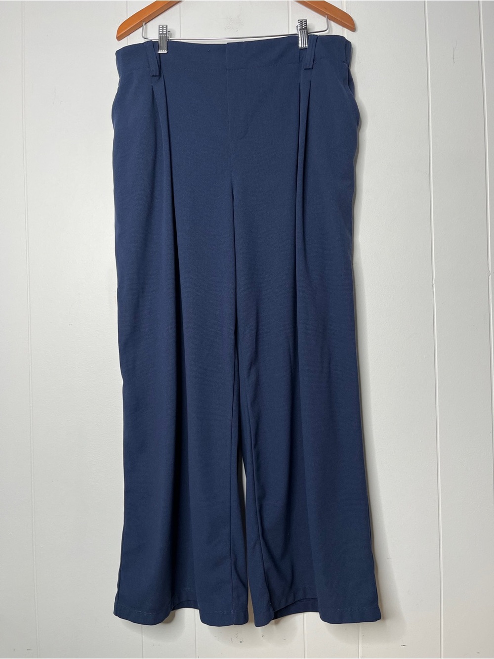 Halara Flex High Waisted Pocket Wide Leg Waffle Work Pants Size 1X Dark Blue